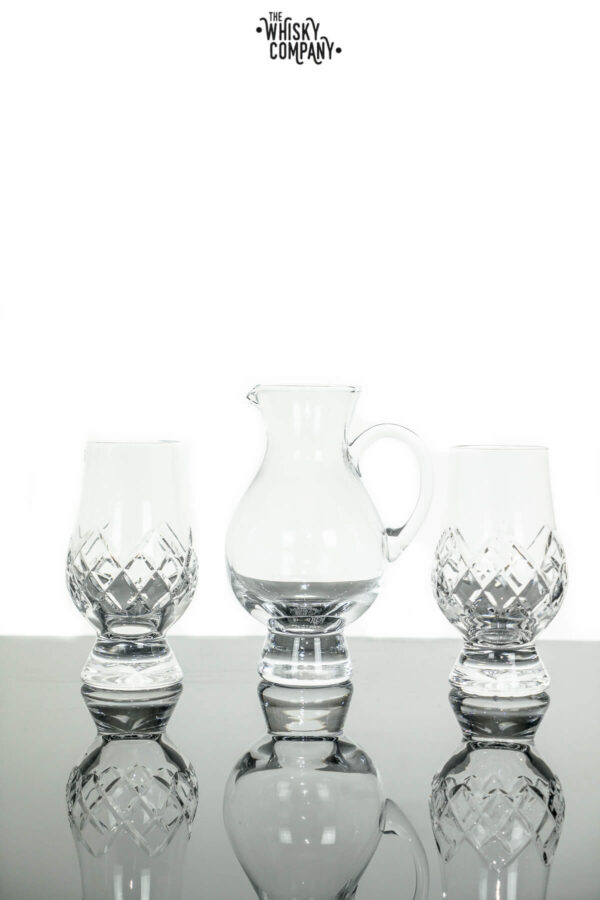 Glencairn Cut Crystal “Hatch” Two Whisky Tasting Glasses With Iona Jug In Presentation Box