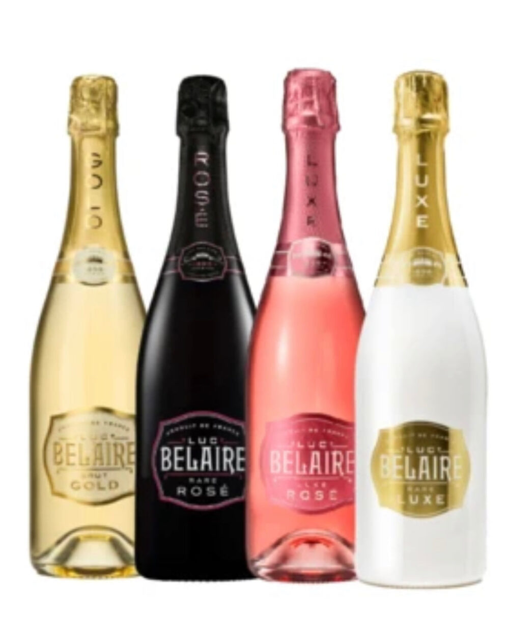 Luc Belaire Gold, Rare Rose, French Rose & Rare Luxe Cuve Champagne Bundle
