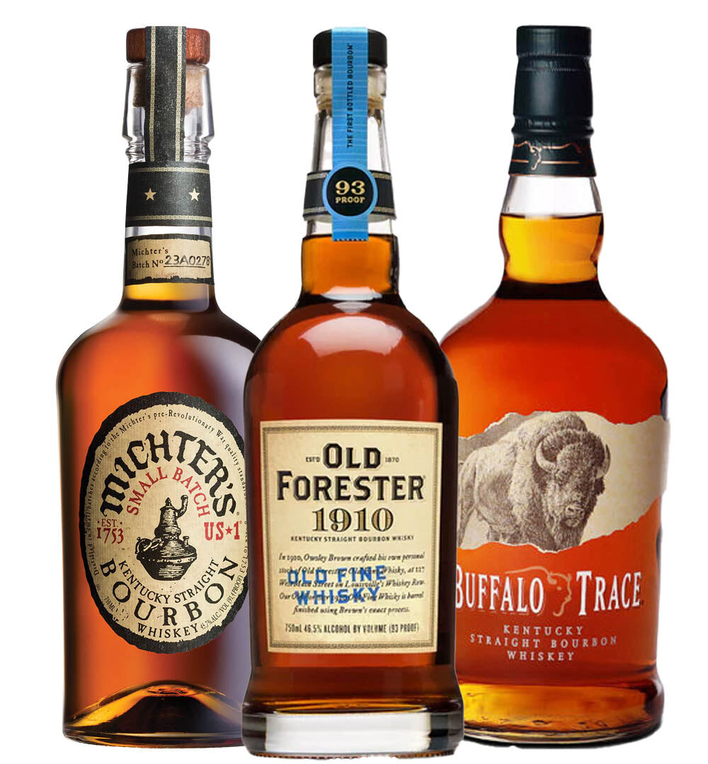 Old Forester 1910, Michter's Small Batch, & Buffalo Trace Whiskey Value Bundle 750 mL