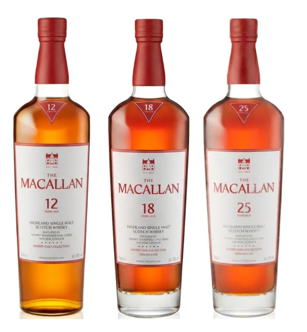 The Macallan Sherry Oak 12, 18 & 25 Year Value Bundle 750mL