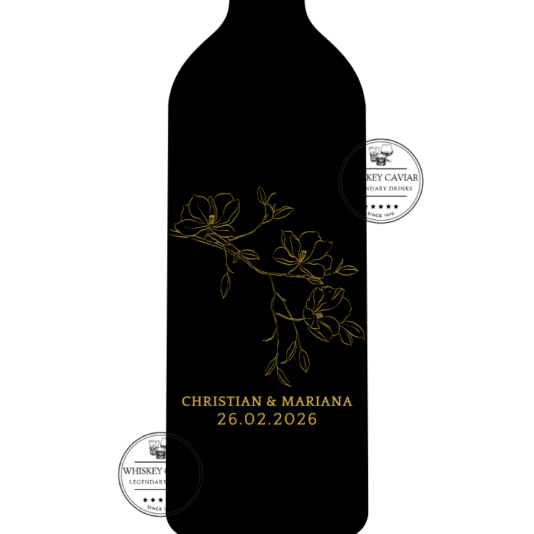 Custom "Gold Flowers" Engraved Wine Bottle 750 mL