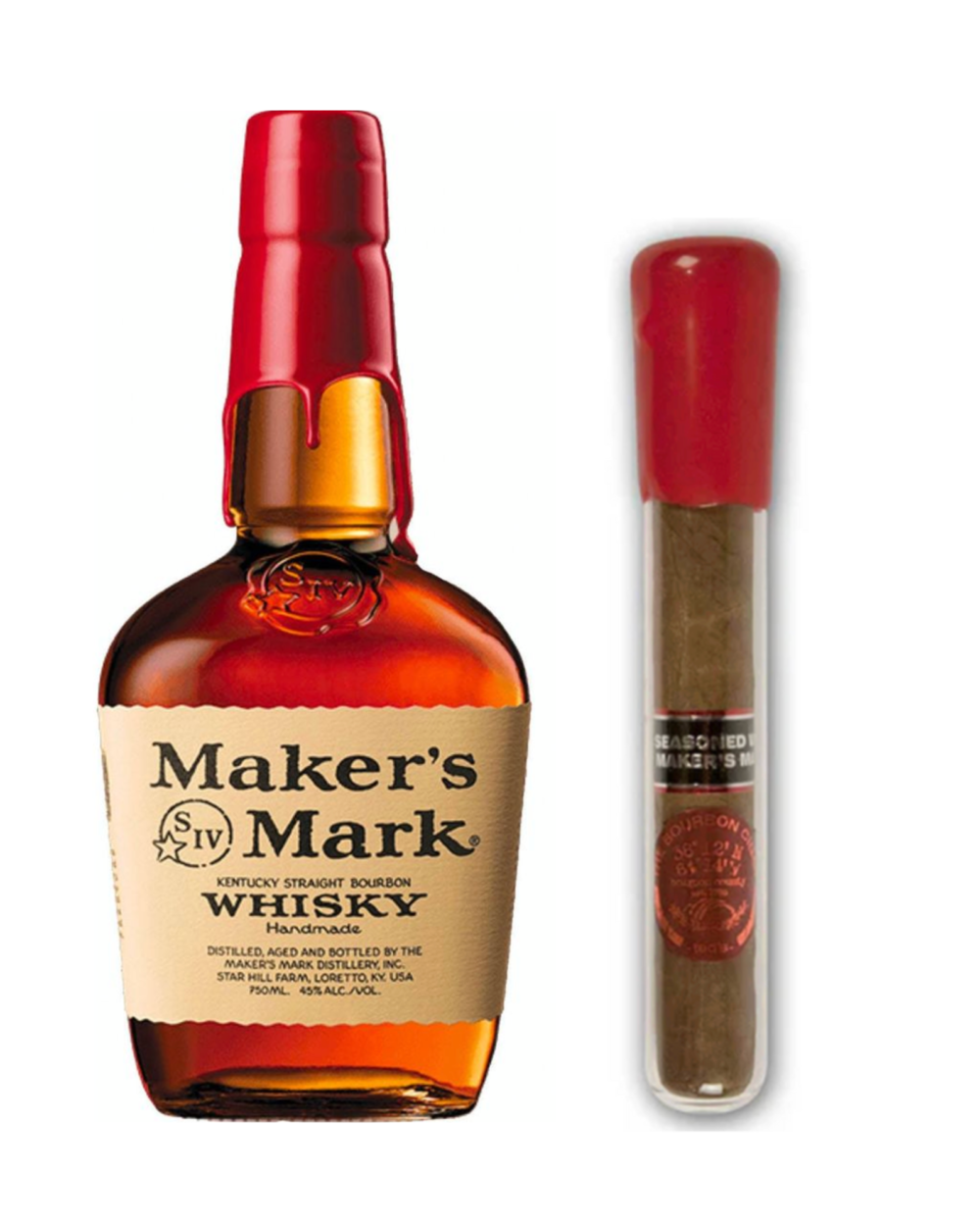 Maker's Mark Bourbon Whisky 750 mL & Dipped Cigar Value Bundle