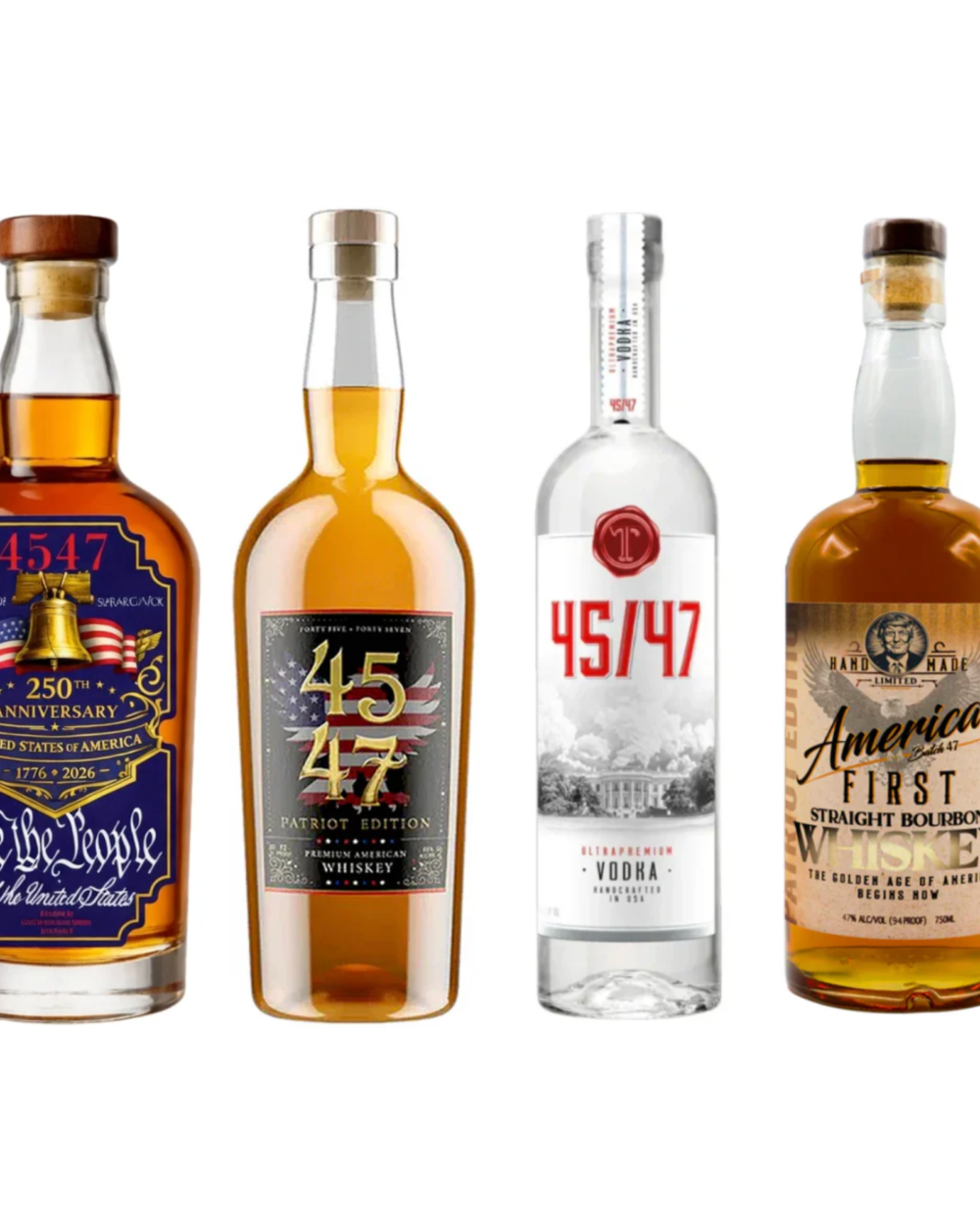 45 & 47 Patriot Edition, America First, T 45/47 Vodka, & 250th Anniversary Tennessee Bourbon Whiskey 2026 Value Bundle