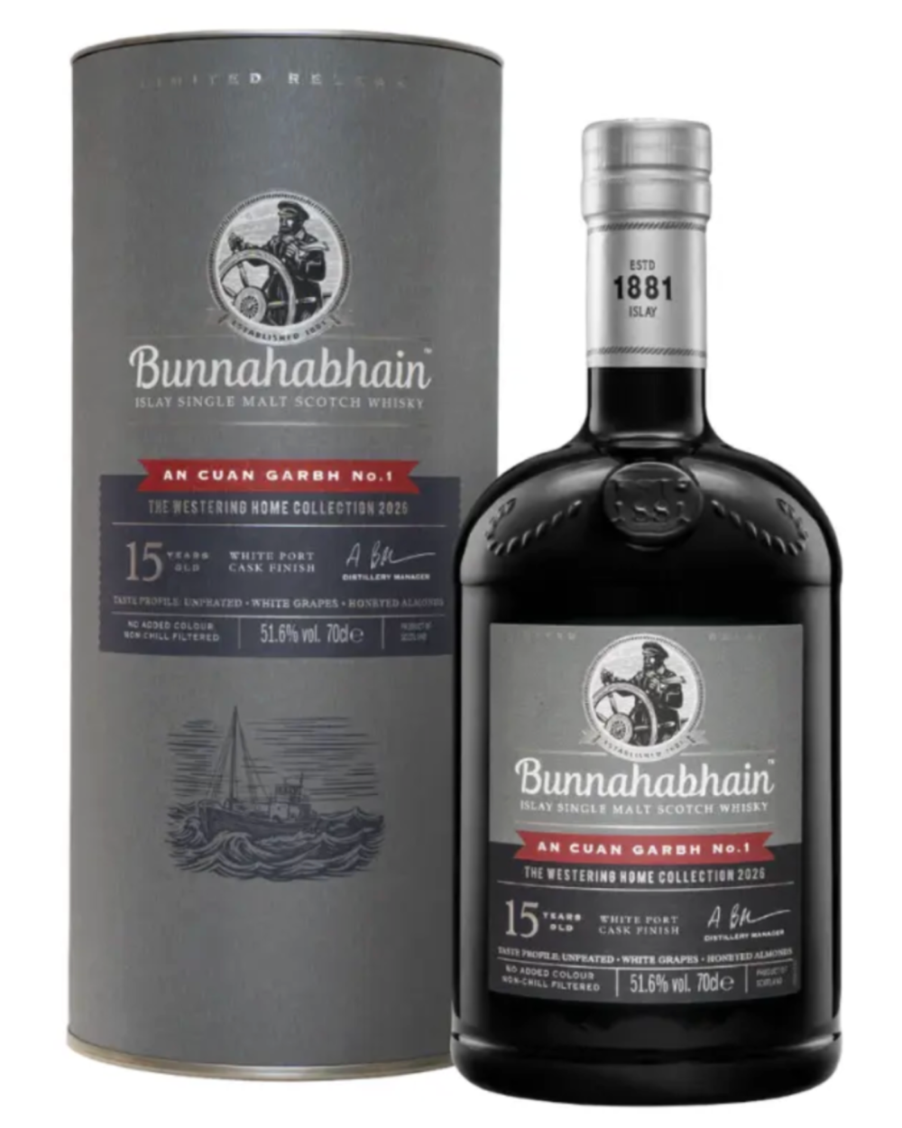 Bunnahabhain An Cuan Garbh No.1: White Port Cask Finish 15 Year 700mL