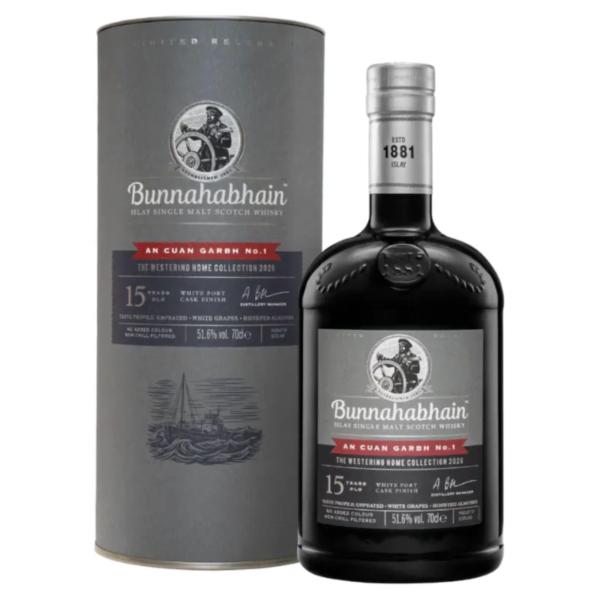 Bunnahabhain An Cuan Garbh No.1: White Port Cask Finish 15 Year 700mL